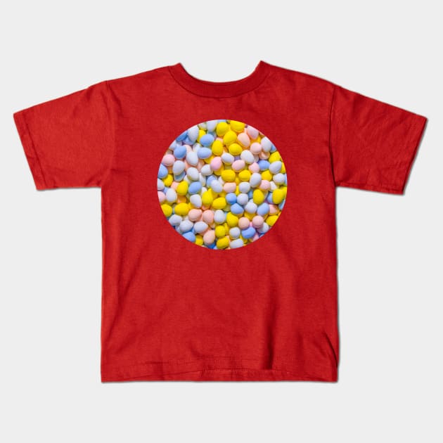 Colorful Candy Chocolate Eggs Photograph Circle Kids T-Shirt by love-fi